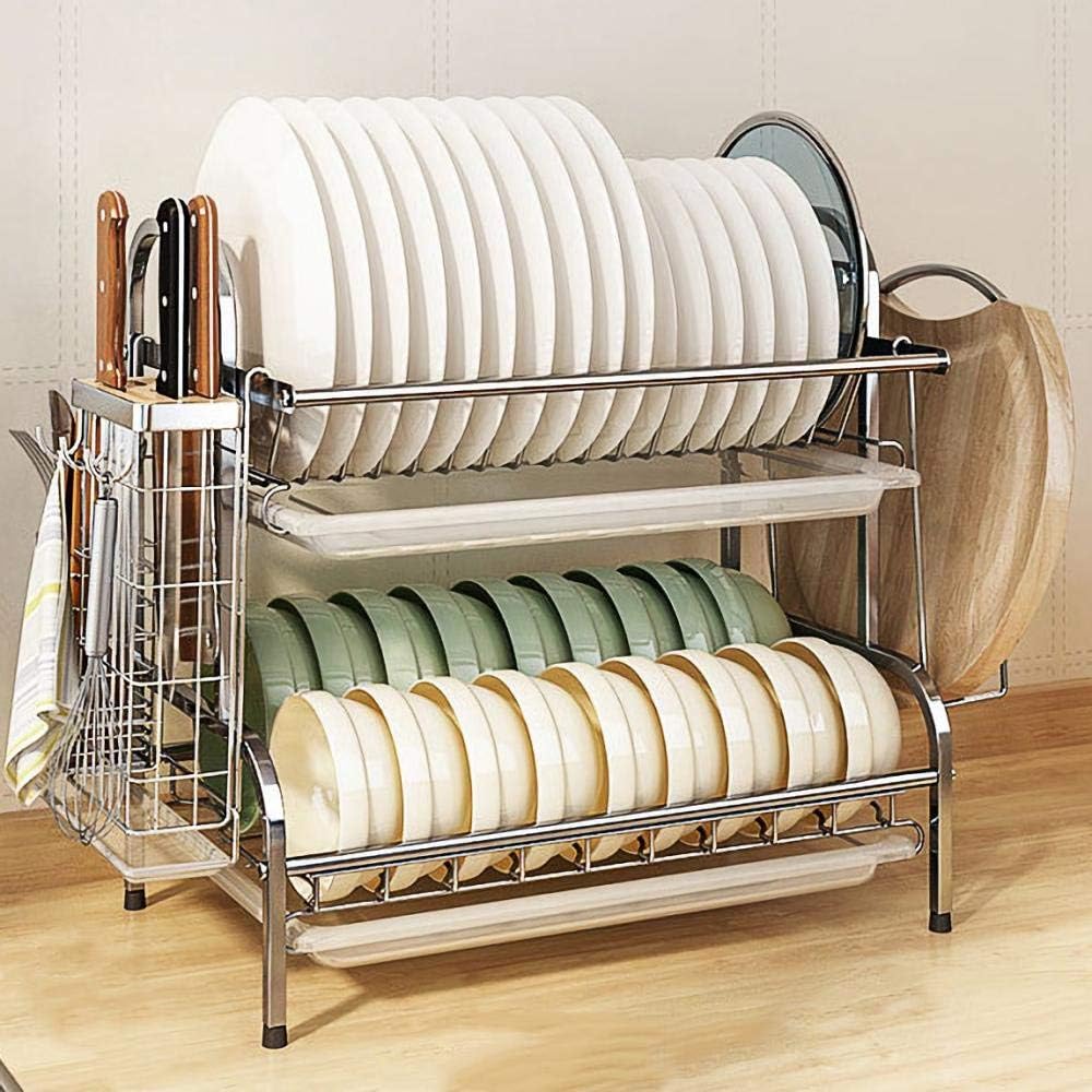 Acero Inoxidable Estante de Secado de Fregadero de 2 Niveles con