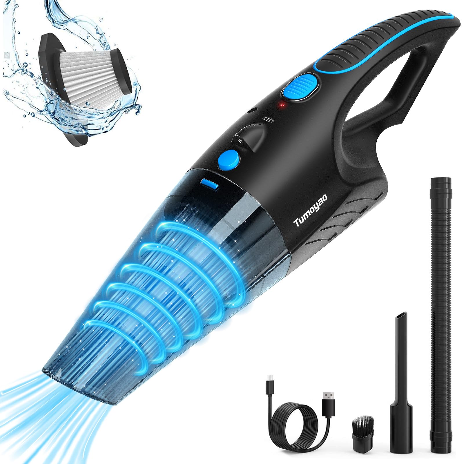 Photo 1 of SEE PHOTOS AND NOTES..........Tumoyao Handheld Vacuum Cordless, 21000Pa Strong Suction with LED Light,1.85lbs Portable Small Car Vac, Cordless Handheld Vacuum Cleaner for Car, Office, Pet Hair