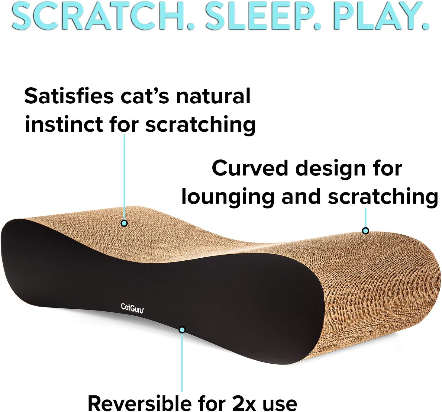 CatGuru Cat Scratcher, XL Cat Scratching Post (27x10x5 in), Premium Cat Scratch Pad, Cardboard Cat Scratchers, Reversible Cat Scratching Pad, Cat Corrugated Scratching Bed, Best Cat Scratcher Lounge: Health & Personal Care