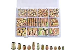 PGMJ 265 Pcs 12 Size M4/M5/M6/M8/M10 Nut Inserts - Zinc Alloy Screw Inserts Assortment Threaded Inserts for Wood, Hex Socket Drive Metric Bolt Fastener Connector for Wood Furniture Screw-in Nut