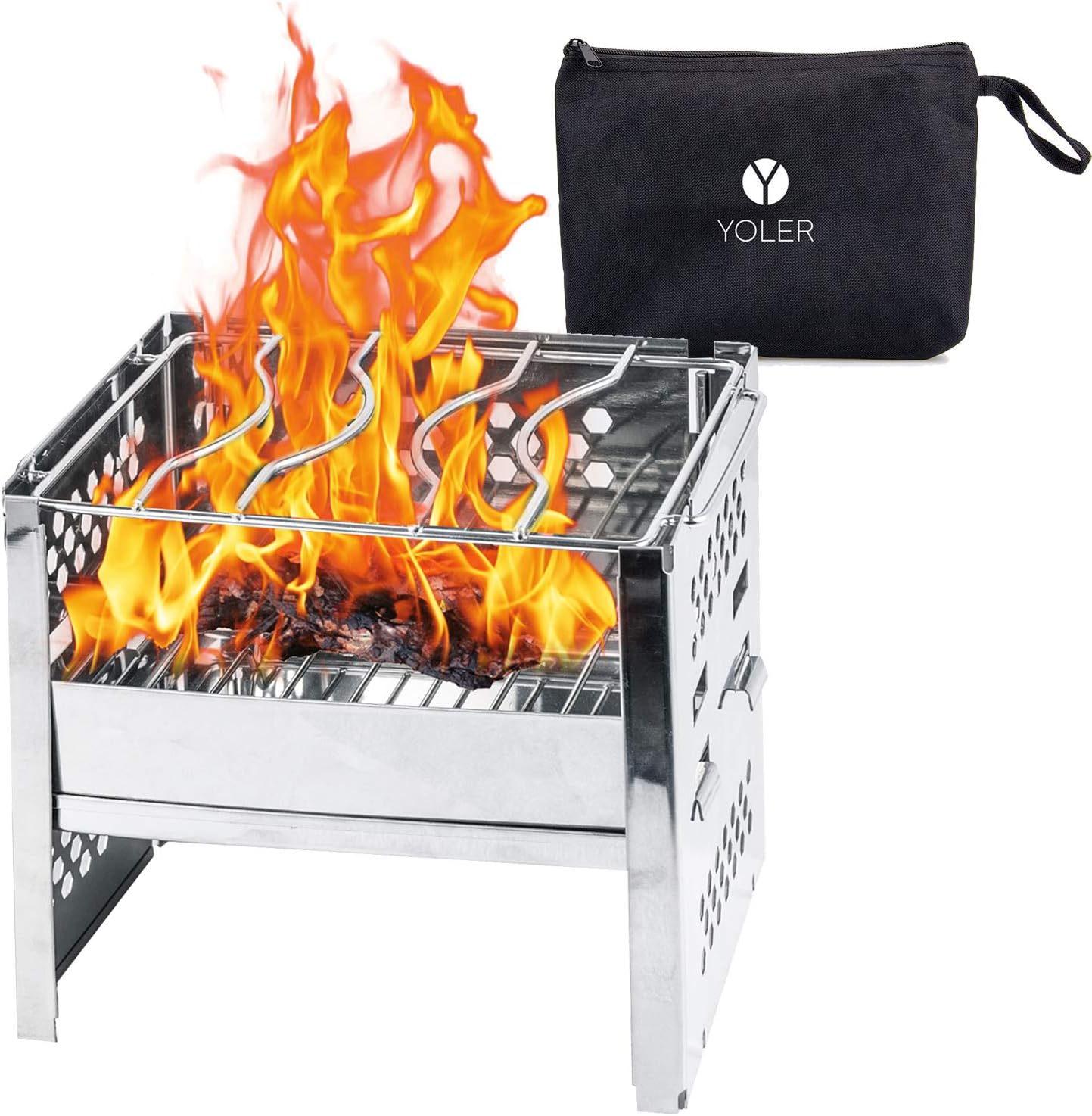 Yoler Wood Burning Camp Stoves Folding Stainless Steel Backpacking