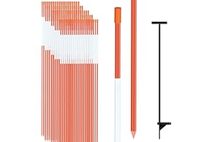Meyoppm 100PCS 48" Driveway Markers, 1/4&5/16 Inch Dia Reflective Driveway Poles with Installation Tool, Orange Fiberglass Snow Stakes with Reflective Tape for Parking Lots, Walkways