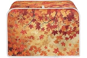 Annejudy Fall Maple Leaves Print 2 Slice Bread Toaster Cover Bakeware Protector Kitchen Accessories Appliance Dust Cover for Thanksgiving, Kitchen Decor Toaster Oven Covers