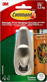 Command Outdoor Large Brushed Nickel Metal Hook with Strips Holds 2.2 Kg view 1