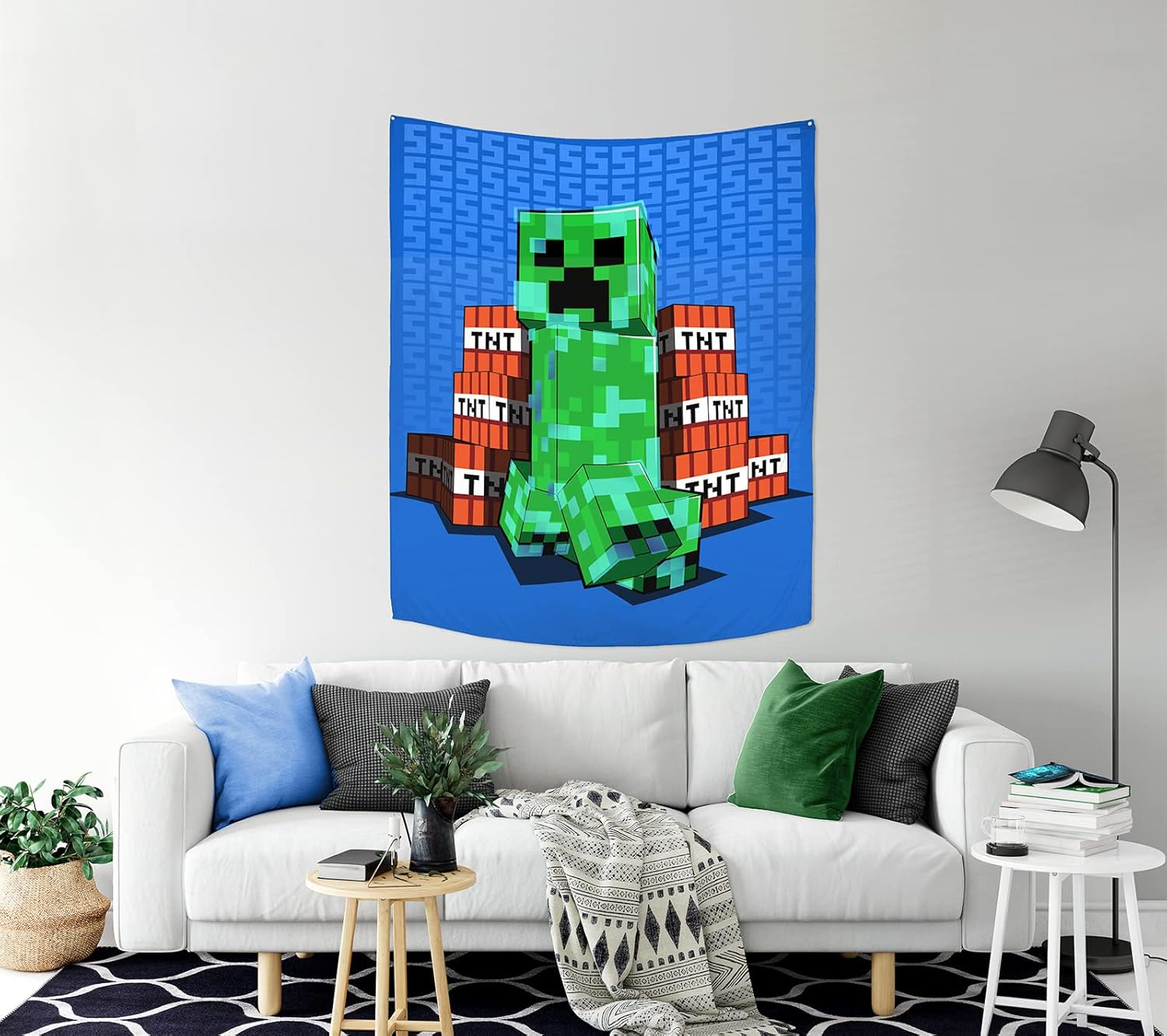 Tapestries - Jay Franco Minecraft SSSS Tapestry – 50 x 60 Inch Wall Hanging Features Creeper – Kids Room Décor (Official Minecraft Product)