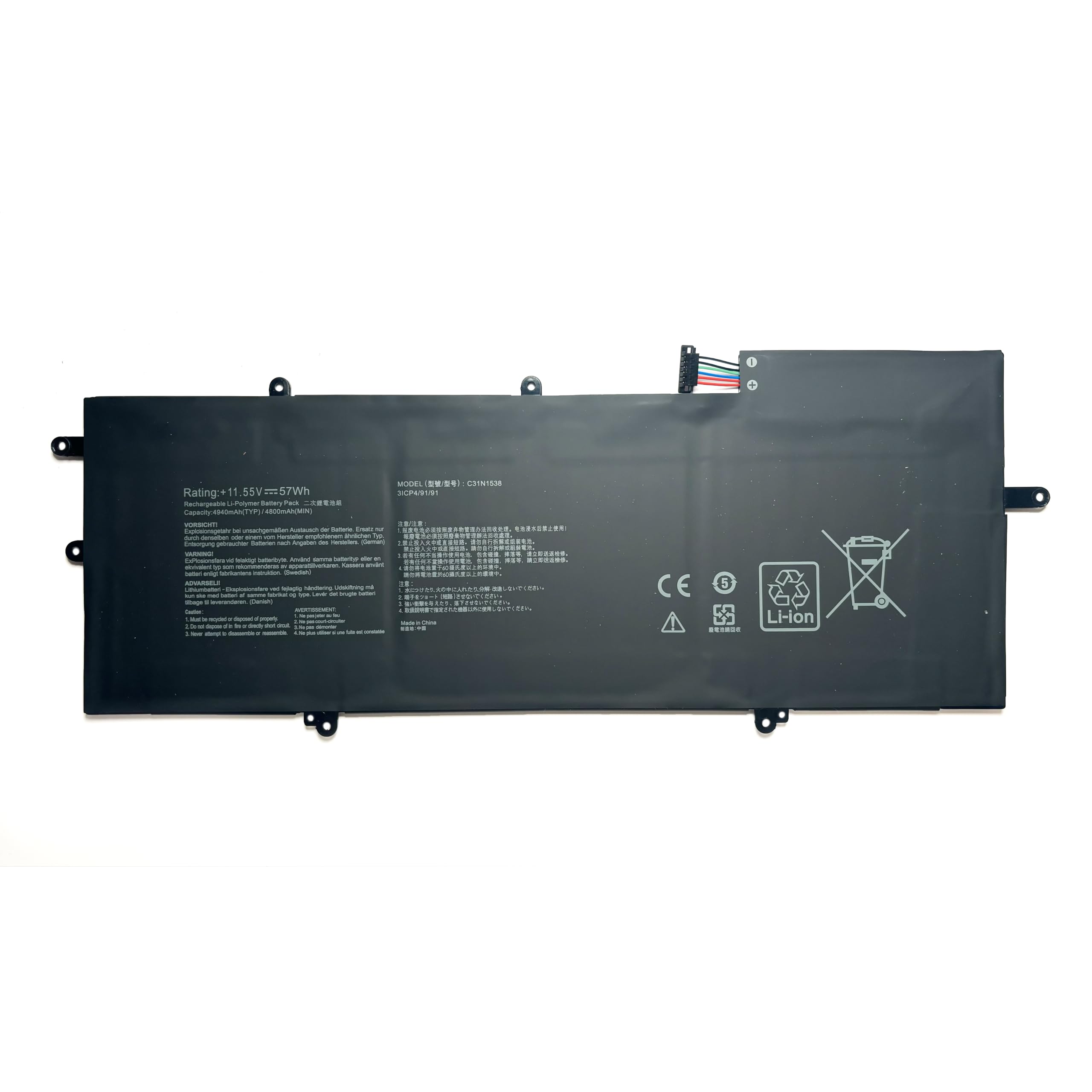7XINbox 11.55V 57Wh C31N1538 C31Pq9H 0B200-02080000 Replacement Laptop battery compatible with ASUS ZenBook Q324UA Q324UAK UX360UA UX306UA UX360UA