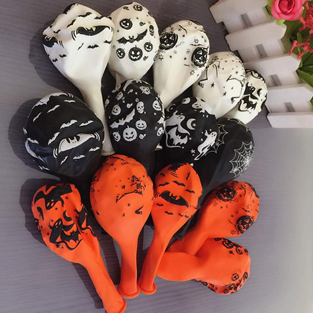 50 Pieces Halloween Latex Balloons - 12 Inch Pumpkin Bat Ghost Skull Specter Spider Web Balloons for Halloween Party Decorations, Trick or Treat Toys, School Classroom Game, Kids Hand Out: Toys & Games