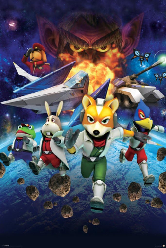 Pyramid America Star Fox Space Battle Fox McCloud Arwing Super Nintendo 64 Gamecube Wii U Characters Cool Wall Decor Art Print Poster 24x36