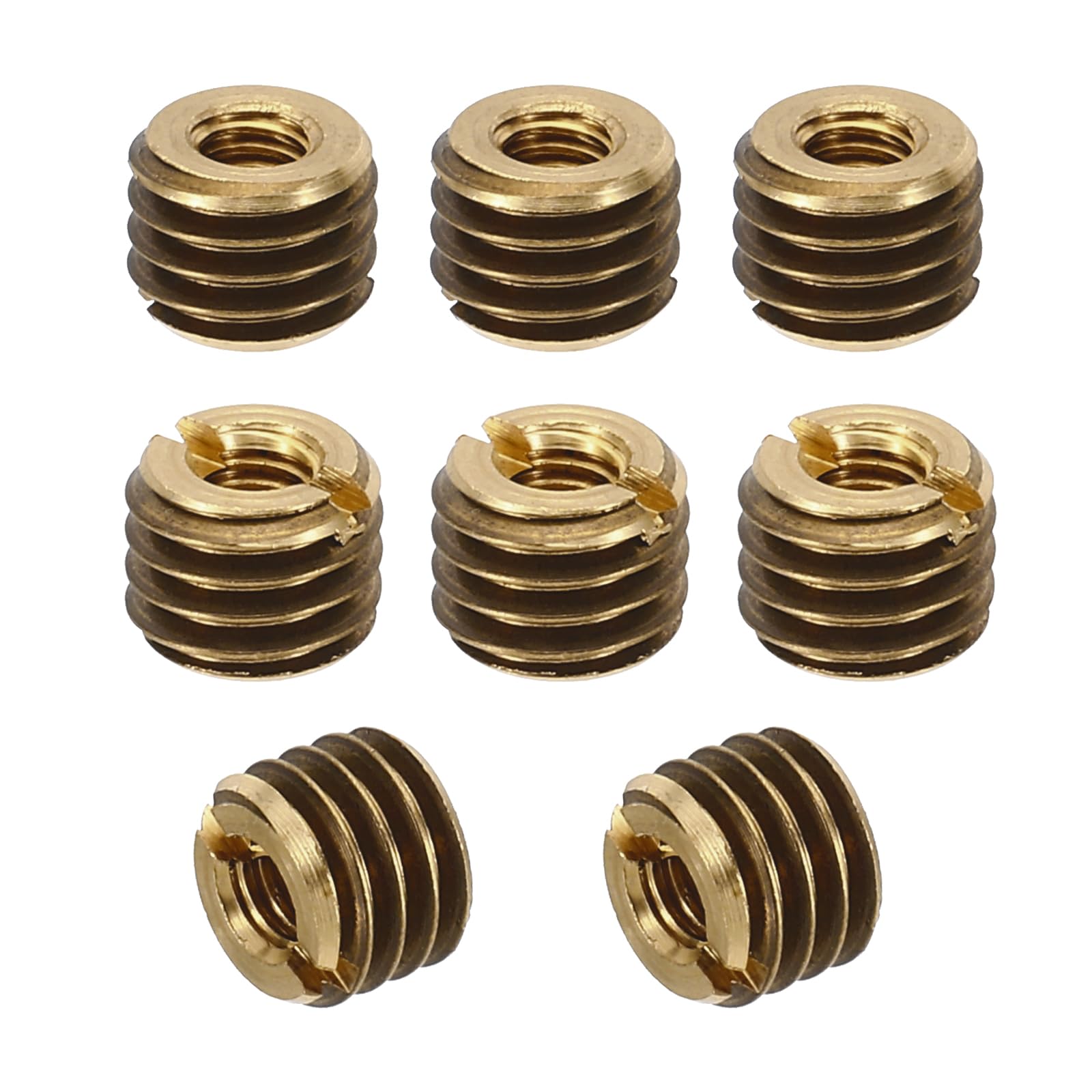 PATIKIL Brass Threaded Repair Insert Nut, 8 Pcs M8xM4x6mm Male to Female Slotted Thread Sleeve Inserts Reducing Nut Adapter Reducer Screw Sleeves, Gold Tone