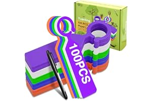 Plant Labels Yuanling 100Pcs Plastic Waterproof Plant Tree Tags Nursery Garden Markers for Indoor Outdoor Gardening Plants Vegetables Flowers Potted (Mixed 10 Colors with 1 Marker Pen)