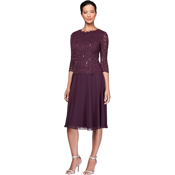 knee length dresses for ladies Alex Evenings Petite Stretch Tulle Jacket Dress main image 0
