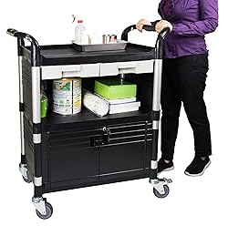JaboEquip 3 Tier Heavy Duty Utility Cart Lockable
