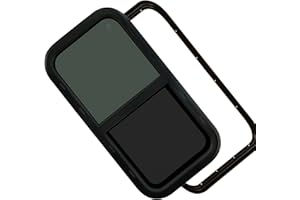 Aucuda RV Window 30x15 with Trim Kit for Camper Replacement in Winter, Horizontal Sliding Windows with Screen for Cargo Trailer 1-3/4" Wall, Teardrop Door Window Tint Shade Glass, DOT Certificated.