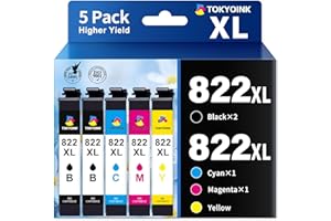 TOKYOINK 822XL Remanufactured Replacement for Epson 822XL Ink Cartridges Combo Pack 822 822 XL T822XL Ink for Workforce Pro WF-3820 WF-4830 WF-4820 WF-4830 WF-4833 WF-4834 Printer (5 Pack)