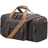 Waxed Canvas Duffel Bag 50L Waterproof Duffle Bag Travel Overnight Weekender Bag