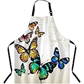Xuwenz Butterflies Kitchen Apron for Women Men, Adjustable Apron Chef Bakers Apron Cooking Apron Cooking Baking Gardening