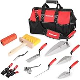 Goldblatt 12PCS Masonry Tool Set, Brick Laying Tools with Pointing Trowel | Hardened Steel &amp; CRV Blades, Brick Pointing Tool, Masonry Trowel, String Line Clamp, Masonry Jointer, Bricklayer Tool