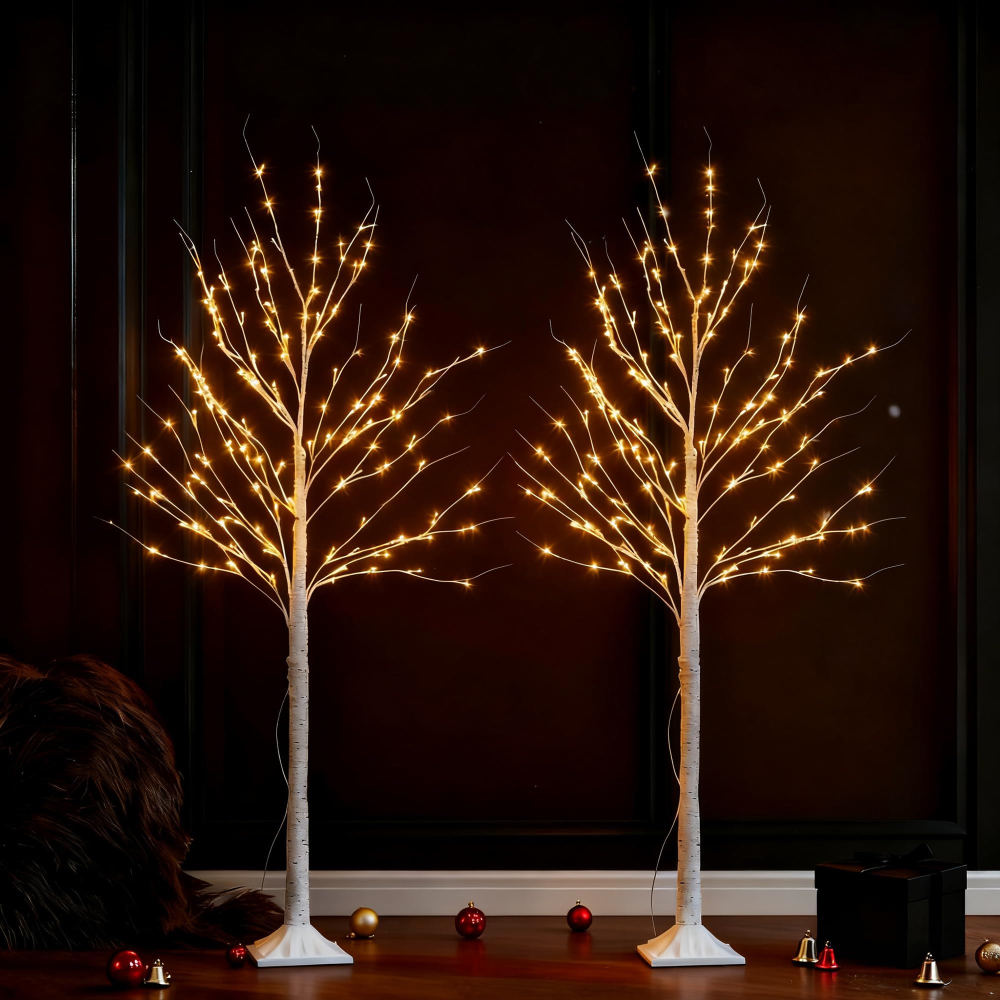 Photo 1 of *MINOR DAMAGE - USED*
Wexo Palindrog Lighted Birch Tree, 2 Pack 6 FT Prelit White Artificial Christmas Trees with Total 288 Warm White LED Lights and Timer for Indoor Outdoor Garden Wedding Party Christmas Decoration