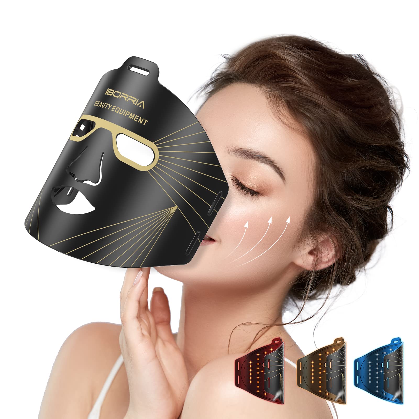 IBORRIA Red Light Therapy for Face, Led Face Mask Light Therapy, Infrared Red Light Therapy Mask, Advanced Anti-Aging Wrinkle Acne Removal Skin Care Device for All Skin Types at Home (Black) — image 1