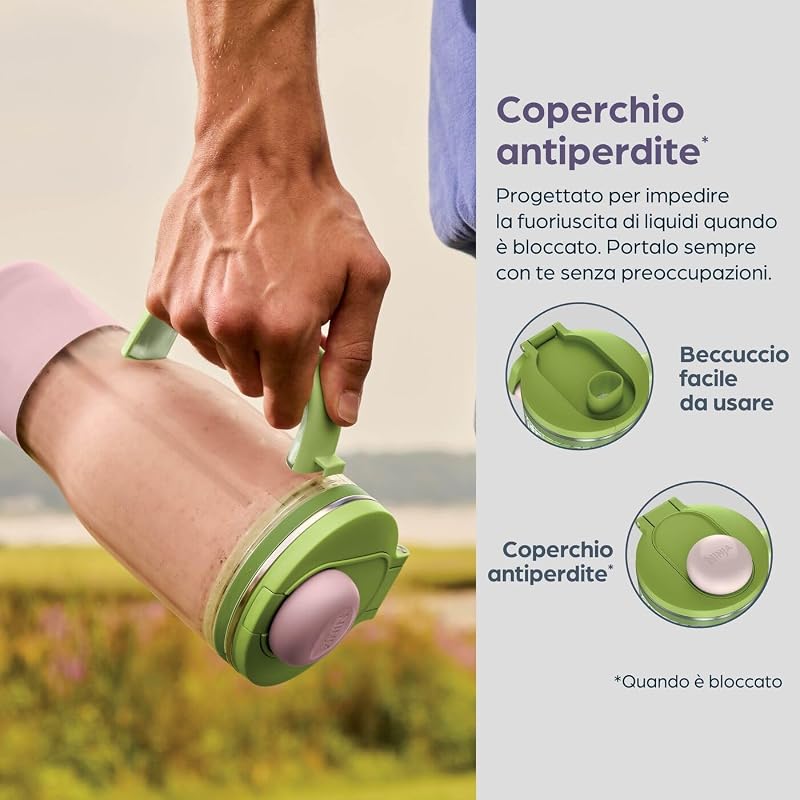 BlendBoss, Mini Frullatore con Borraccia 710 Ml, Potente, Blu Cyber