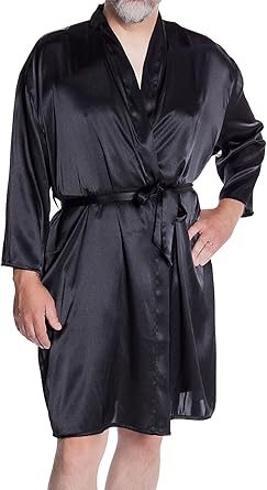 mens satin robe short
