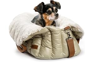ClevaHome Small Dog Car Seat & Travel Carrier & Pet Bed, Soft Fleece Interior for Dogs up to 10lbs, Stylish Pet Travel Tote for Indoor and Outdoor Use