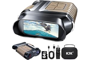 KJK Night Vision Goggles, True 4K Night Vision Binoculars, Built-in 5000mAh Rechargeable Battery, 8X Digital Zoom, Long Viewing Range, 3.16'' Large Screen, Free 64GB Card to Save Photos and Videos