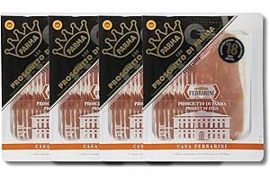 FERRARINI Ferrari Prosciutto di Parma DOP - Authentic Italian Cured Ham, Sliced 1 lb (4 x 4 oz Packs)