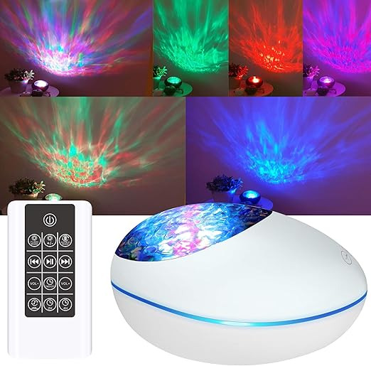 lampara proyector oceano ola bluetooth 5 0 lampara proyector infantil luz nocturna con 360 rotacion y 8 musica 8 modos con control remoto y