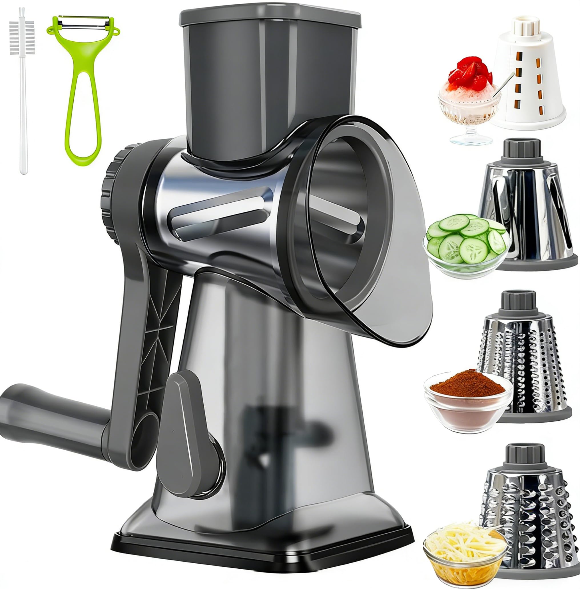 Photo 1 of ** SOLD AS IS, NO REFUND/RETURN** SEE COMMENTS!
KalraMay Cheese Grater,Rotary Cheese Grater with Handle, Multifunctional Rotary Cheese Shredder Effortlessly Grates Cheese, Vegetables, and Fruits (Gray)