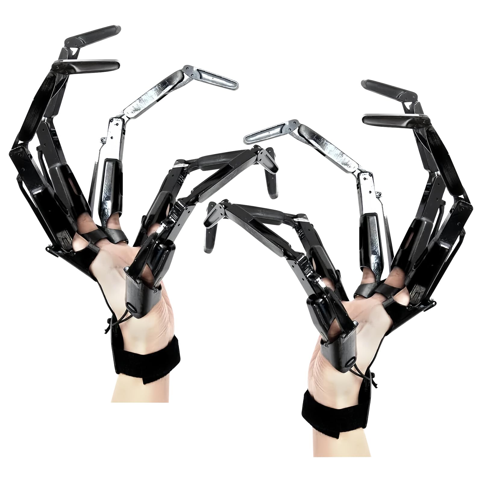 Shalwinn 1 Pair Halloween Festival Articulated Fingers, 3D Printed Finger Extensions, Articulated Finger Gloves Festival Cosplay Skeleton Hand Bone Claw Hand, Flexible Joint Skeleton Hands