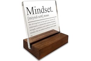 VIZUZI Inspirational Home Office Desk Decor, Motivational Minimalist Decor Art Acrylic Plaque With Wooden Stand Sign Home Office Desk Sign Gift for Women Colleague Friend Cowoker