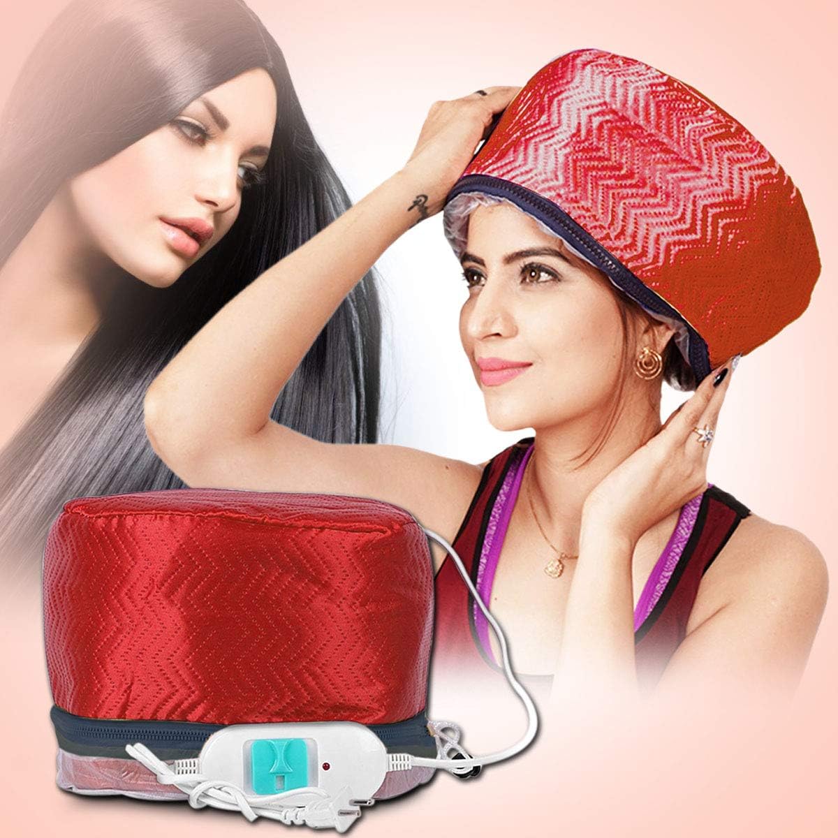Enade Satin Hair Beauty Nourishing Steamer Thermal Treatment Cap (Pink)