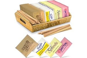 Sugar and Sweetener Assortment Packets, Sugar Packets, Sweet 'N Low, Brown Sugar (300 Pack) with Coffee Stirrers for Home, Of