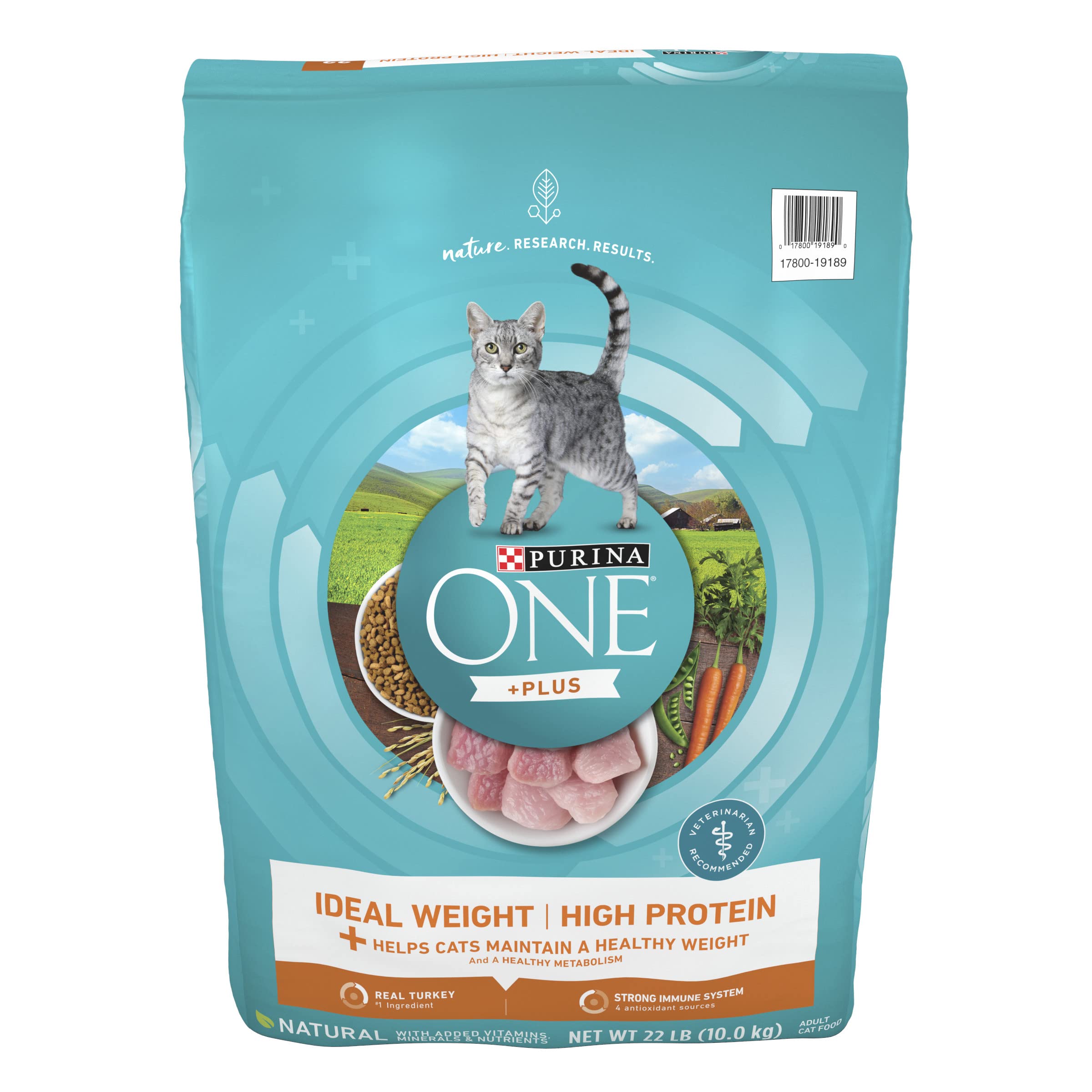 Purina ONE High Protein, Healthy Weight Dry Cat Food, +Plus Ideal Weight With Turkey 22 lb