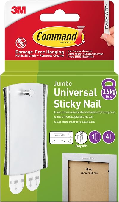 Command Large Metal Universal Picture Hanger 1 Hook 3.6kg Damage-Free Wall Decor
