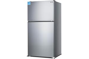 BLACK+DECKER 24 Cu. Ft. Top Mount Refrigerator with Ice Maker, 2-Door Refrigerator with Top Freezer, Freezer with Icemaker and Adjustable Temperature Control, ENERGY STAR, BR2400JIMS, Stainless Look