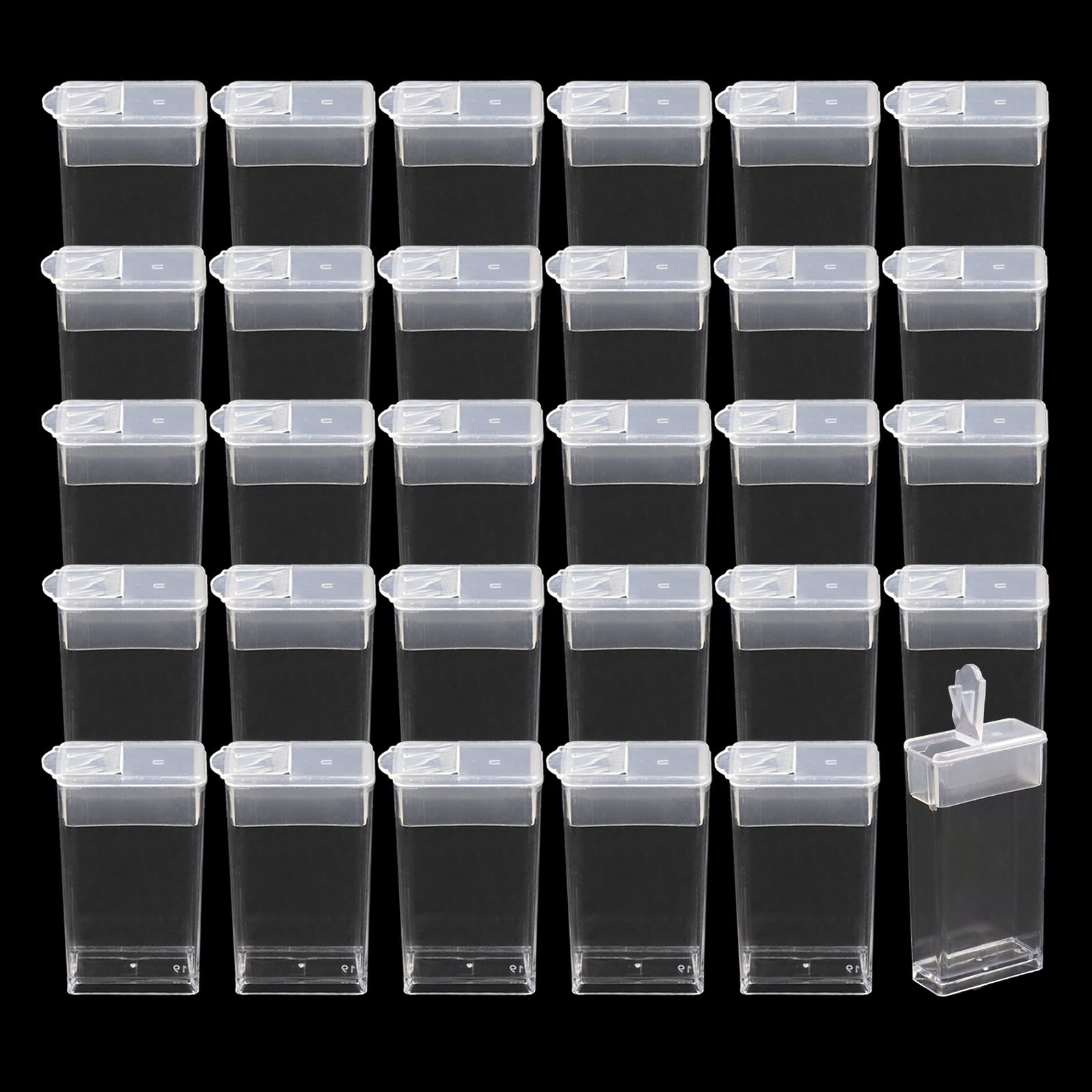 Photo 1 of ***MISSING PARTS***Tighall 30 Pack Transparent Bottles Diamond Embroidery Storage Jars Small Beads Storage Container Refills Clear Plastic Storage Box for DIY Stitch Tools Nail for Small Object (30Pcs, Rectangular)