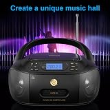 Hernido 6-in-1 Portable Boombox CD Cassette Player USB AUX FM Radio view 6