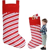 2 Pack Jumbo Candy Cane Christmas Stockings 38 Inches Felt Xmas Stockings | Large Red and White Felt Christmas Stockings for Xmas Tree Fireplace Hanging Decor and Holiday Party Family Home Decorations