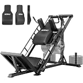 Leg Press Hack Squat Machine with Back Support Cushion, 3 in 1 Adjustable Leg Press Machine with Quad Track Roller System, Hack Squat Machine