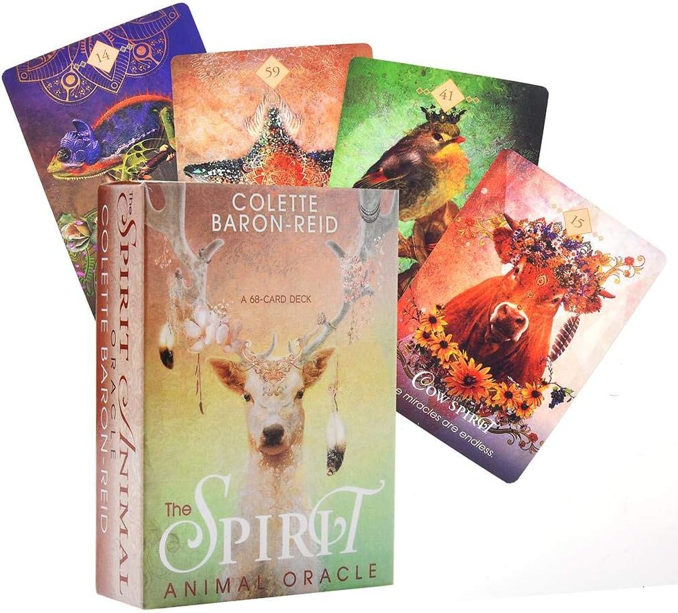 The Spirit Animal Oracle A 68-Card Deck and Guidebook，The Spirit Animal Tarot Cards Deck Board Game Card English Version Card for Household Use,Christmas Gathering