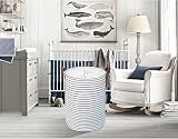 DOKEHOM 20-Inch Freestanding Laundry Basket with Lid Blue Stripe Large view 8