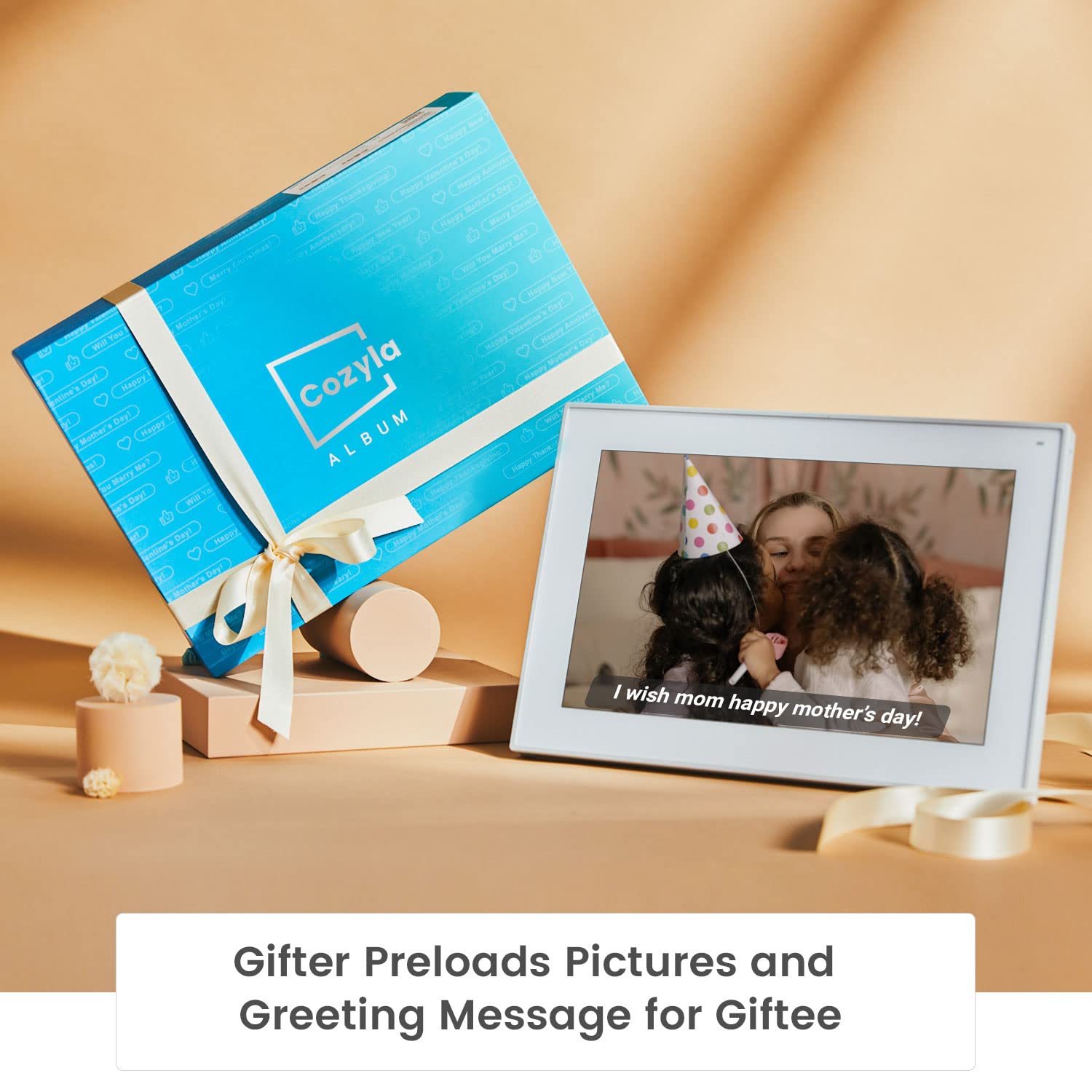 Cozyla Digital Picture Frame 10.1 Inch Share Photos and Videos via Email Google Photos Instagram App Smart Digital Photo Frame WiFi Free Unlimited Storage Built-in Alexa Electronic Picture Frame White