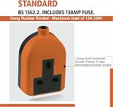 LORD C Heavy Duty 13A 1 Gang Re-Wireable Rubber Block Extension Socket Orange view 3