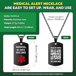 Theluckytag Medical Alert Necklace for Men Women