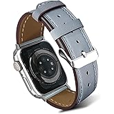 Premium Italy Leather Bands Compatible with Apple Watch Band 40mm 38mm 41mm 42mm 44mm 45mm 46mm 49mm Women Men, Leather Smartwatch Replacement Straps for iWatch Series Ultra SE 11 10 9 8 7 6 5 4 3 2 1