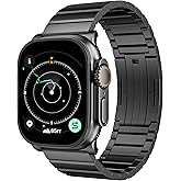 LULULOOK Black Titanium Band for Apple Watch Ultra 3 - Ultra 2 49mm, DLC Scratch-resistant Coating Adjustable Replacement iWatch Strap w/Foldover Clasp for Men