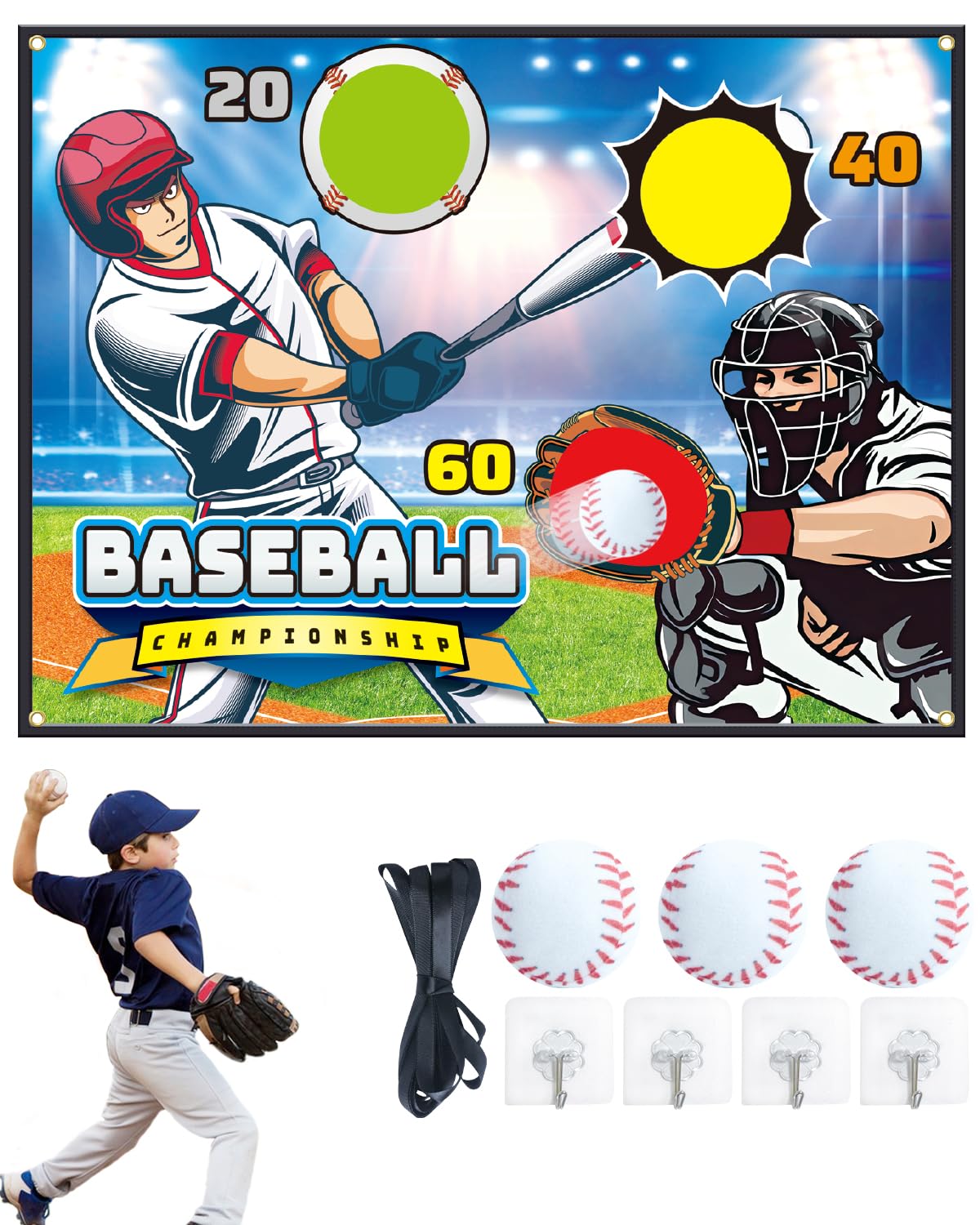 Photo 1 of YSZZYSM Baseball Throwing Game Set - Backyard/Outdoor/Indoor Mini Baseball Throwing Target Toy with Sticky Goal - Boys Girls Birthday Gift Toy for Kids Yard Backyard Games