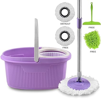 Cozylife by Smile Mom, Magic Spin Mop with Bucket Set Offer with Easy Wheels for Best 360 Degree Floor Cleaning, 2 Refill Head, Free Microfiber Glove + Kitchen Wiper